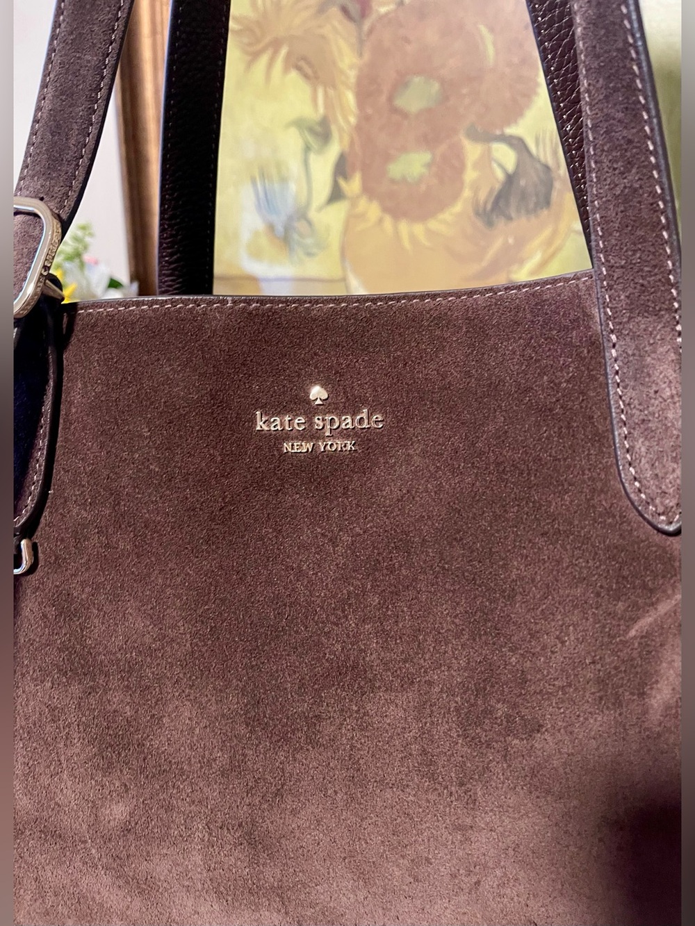 Kate Spade 454 Large Suede Tote in Hot Fudge - Picture 4 of 11